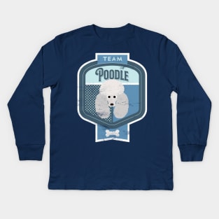 Team Poodle - Distressed Standard Poodle Beer Label Design Kids Long Sleeve T-Shirt